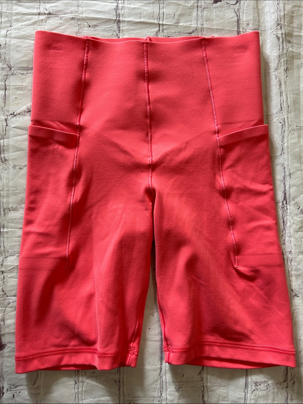 Aerie NWOT High Rise Goals 7” Bike Short Coral Pink w/ Pockets XS Soft Stretch